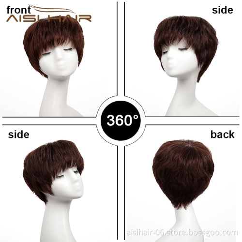 2020 New Fashion Pre Plucked Brazilian Highlight Short Pixie Glueless Pre Plucked 100% Human Hair Wig